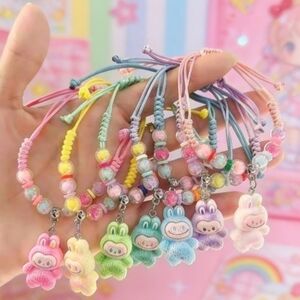 Labubu Inspired Macramé Bracelet Sunny Yellow